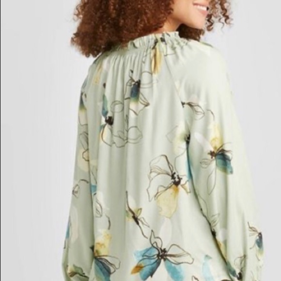 A New Day, NWT/ Mint Floral, long sleeve blouse, L - Picture 2 of 13